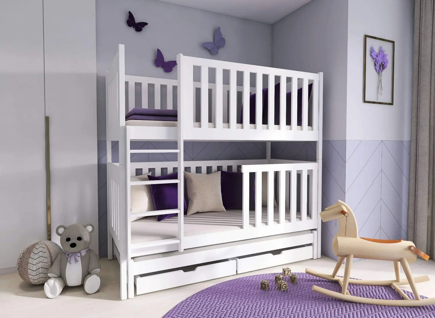 Bunk bed for 3 people ELLA 180x80 white